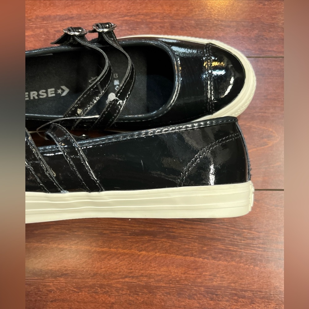 Womens 8.5 Converse Dainty Mary Jane Slip Black Patent Leather Valentines Day #1 - Picture 14 of 16